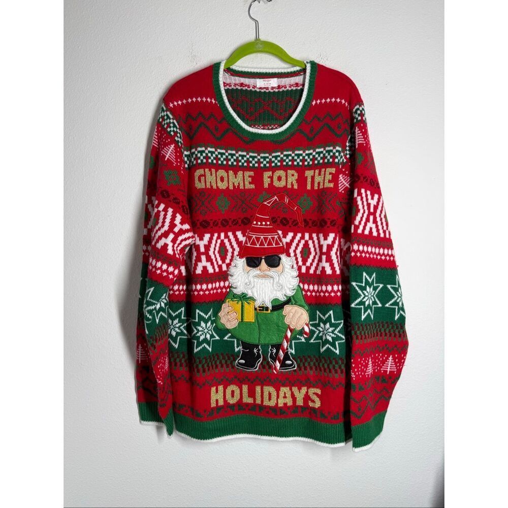 NWOT Holiday Time Men's Gnome Ugly Christmas Sweater Sz XL (44-46) - Picture 2 of 9